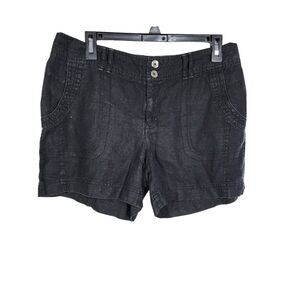 INC International Concepts Womens Shorts Sz 6 Black Casual 100% Linen Rhinestone